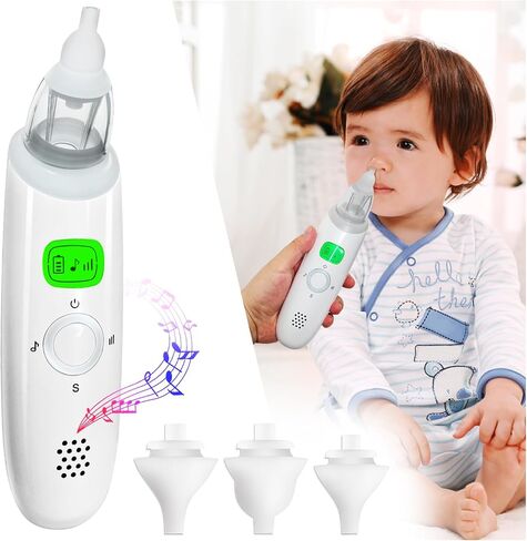 Nasal Aspirator for Baby, Electric Nose Aspirator for Toddler, with 3 Silicone Suck Head, Baby Nose Sucker,Automatic Nose Cleaner,Adjustable Suction Level, Music and Light USB Rechargeable. in Saudi Arabia