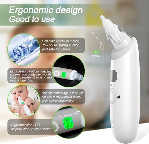 Nasal Aspirator for Baby, Electric Nose Aspirator for Toddler, with 3 Silicone Suck Head, Baby Nose Sucker,Automatic Nose Cleaner,Adjustable Suction Level, Music and Light USB Rechargeable. in Saudi Arabia