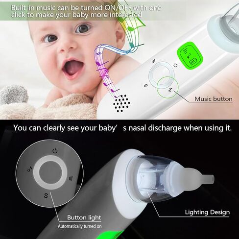 Nasal Aspirator for Baby, Electric Nose Aspirator for Toddler, with 3 Silicone Suck Head, Baby Nose Sucker,Automatic Nose Cleaner,Adjustable Suction Level, Music and Light USB Rechargeable. in Saudi Arabia