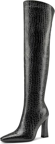 DearOnly Womens Pointed Toe Thigh High Boots Chunky Block Heel Over The Knee High Boots Zipper Sexy Fashion High Heel Long Boots 3.9 Inches Heels in Kuwait