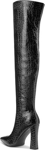 DearOnly Womens Pointed Toe Thigh High Boots Chunky Block Heel Over The Knee High Boots Zipper Sexy Fashion High Heel Long Boots 3.9 Inches Heels in Kuwait