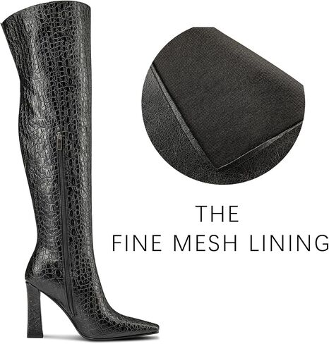 DearOnly Womens Pointed Toe Thigh High Boots Chunky Block Heel Over The Knee High Boots Zipper Sexy Fashion High Heel Long Boots 3.9 Inches Heels in Kuwait