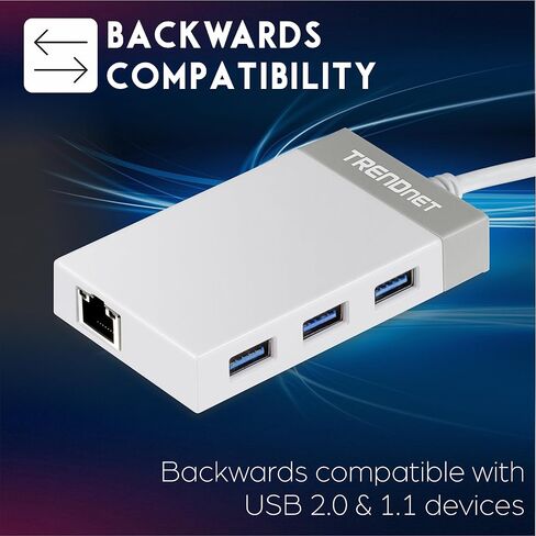 TRENDnet USB 3.0 to Gigabit Ethernet Adapter, Full Duplex 2Gbps Ethernet Speeds, Up to 1Gbps, USB to Gigabit Ethernet Adapter, USB-A, Windows & Mac Compatible, USB Powered, Black, TU3-ETG in Saudi Arabia