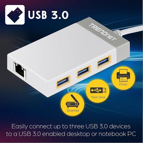 TRENDnet USB 3.0 to Gigabit Ethernet Adapter, Full Duplex 2Gbps Ethernet Speeds, Up to 1Gbps, USB to Gigabit Ethernet Adapter, USB-A, Windows & Mac Compatible, USB Powered, Black, TU3-ETG in Saudi Arabia