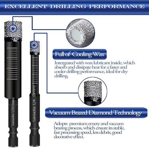 10pc 5/16"Diamond Drill Bit,8mm Masonry Drill Bits Set for Porcelain Tile Ceramic Stone Granite Marble Hex Shank Diamond Hole Saw Drill Bit (Blue) … in Kuwait