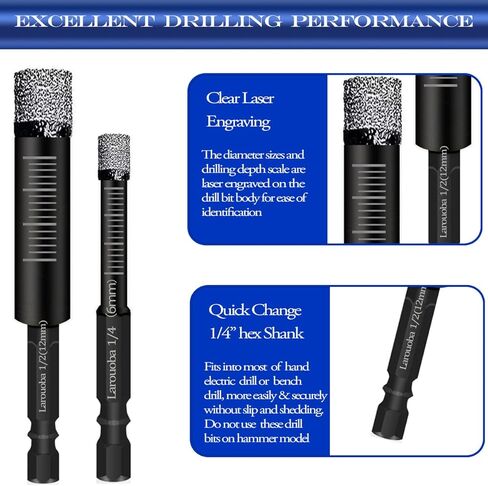 10pc 5/16"Diamond Drill Bit,8mm Masonry Drill Bits Set for Porcelain Tile Ceramic Stone Granite Marble Hex Shank Diamond Hole Saw Drill Bit (Blue) … in Kuwait