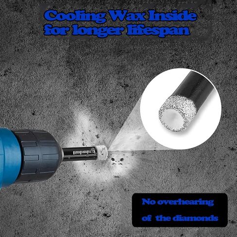 10pc 5/16"Diamond Drill Bit,8mm Masonry Drill Bits Set for Porcelain Tile Ceramic Stone Granite Marble Hex Shank Diamond Hole Saw Drill Bit (Blue) … in Kuwait