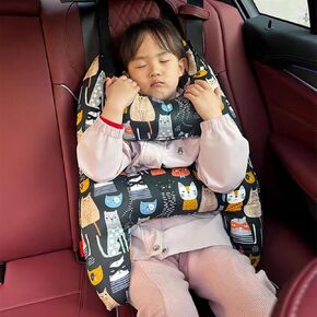 SIQITECHNO Car Travel Pillow for Kids Adults Soft Neck Pillow for Long Journey&Road Trip Washable Breathable Head and Body Support Pillow Car Seat Belt Pillow Car Aircraft (Deer&Bear + Headrest)