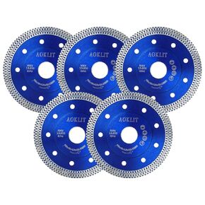 4.5 inch Super Thin Diamond Saw Blades, 5 Pcs Tile Saw, Diamond Blade for Angle Grinder Cutting Porcelain Tile Granite Marbles (Blue)