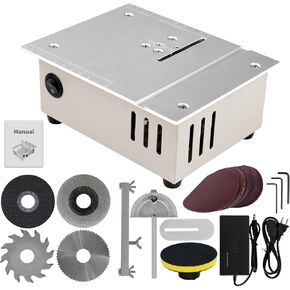 Jadeshay Mini Table Saw, Versatile Electric Woodworking Metal Cutting Lathe, DIY & Craft Saw Machine, Adjustable Speed with Durable Accessories, Vacuum Compatible (Top Configuration)