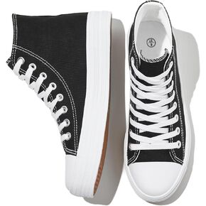 HYPOCRUTE Womens High Top Sneakers Classic Canvas Shoes for Women Lace Up Canvas Sneakers Casual Tennis Shoes for Walking