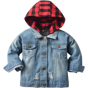 ODIZLI Baby Boys Girls Denim/Tie-Dyed Jacket Kids Toddler Button Down Jeans Jacket Top/Hooded Jacket