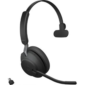 Jabra Evolve2 65 UC Wireless Headphones with Link380a, Stereo, Black – Wireless Bluetooth Headset for Calls and Music, 37 Hours of Battery Life, Passive Noise Cancelling Headphones