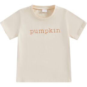 Toddler Boy Girl Halloween Shirt Infant Baby Kids Pumpkin T Shirt Thanksgiving Outfit Vintage Short Sleeve Fall Tee Top