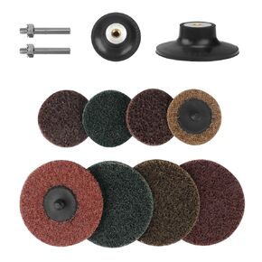 Hoteche 10Pcs Quick Change Sanding Disc Set, 2"& 3" Nylon Sanding Discs (Coarse, Medium, Fine), Die Grinder Attachments with 1/4" Grinder Disc Holders for Surface Conditioning & Polishing