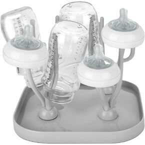 Lulyboo Baby Bottle Drying Rack, Countertop Drying Rack Holds 16 Baby Bottles & Accessories, Efficient Water Drainage with Space-Saving & Compact Removable Tray.