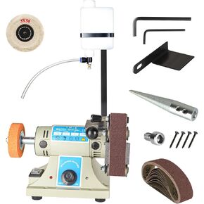Multifunctional Wet & Dry Belt Sander,Rock Polisher,Variable Speed 1250-10000RPM, 350W Powerful Motor, Water Cooling System, Ideal for Metal, Wood, and Gemstone Polishing