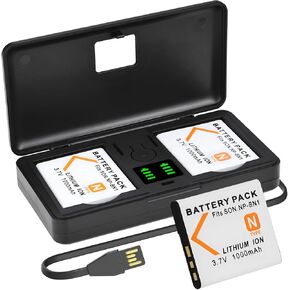 3 Pack NP-BN1 Batteries with LCD Battery Charger for SonyCyber-Shot DSC-QX10 QX100 T99 T110 TF1 TX5 TX7 TX9 TX10 TX20 TX30 TX55 TX66 TX100V TX200V W310 W320 W330 W350 W360 W380 W390 Camera