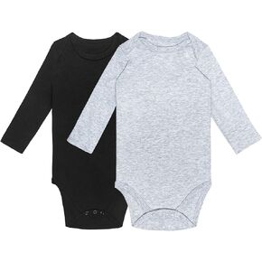 GUISBY Cotton Long Sleeve Baby Bodysuit Infant Pajamas for Boys Girls 2 Packs