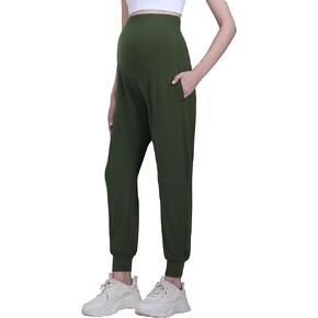 السراويل الأمومة عداء ببطء على البطن Sweatpants الأمومة جيوب المسار الكفة تجريب صالة بسط الحمل السراويل