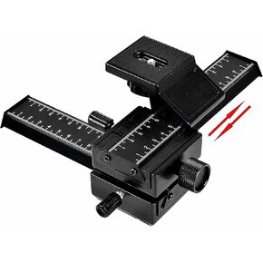 Aluminum 4-Way Macro Focusing Rail Slider with Quick Release Plate, 1/4"" Screw Hole for Close-Up Shooting Photography, Compatible with DSLR Mirrorless Camera, Black
