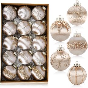 Christmas Balls Navy Blue Ornaments - Pack of 15 Luxury Christmas Tree Decorations Shatterproof - Satin Glitter Xmas Bulbs Set, 80mm 3.15 inch