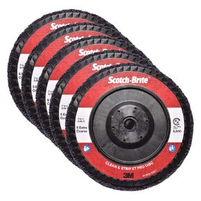 3M Scotch-Brite Clean and Strip XT Pro Disc, XO-DC, SiC Extra Coarse, T27, 7 in x 5/8"-11, Pack of 5, Silicon Carbide Cuts Aggressively and Leaves a Fine Finish, Resists Loading