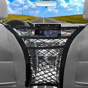 3-Layer Car Mesh Organizer, Car Net Pocket, Car Organizer Storage Between Front Seats, Multifunctional Car Seat Organizer, Barrier of Backseat Pet Kids, Driver Storage Netting Pouch