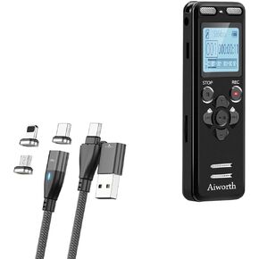 BoxWave Cable Compatible with Aiworth E36 - MagnetoSnap PD AllCharge Cable (100W), Magnet PD 100W Charging Cable USB Type-C Micro USB - Jet Black