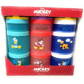 Whiskware Portable Stackable Snack Containers for Kids, Mickey and Friends 3 Pack Snack Stacks Set, Great For School or Travel!, Normal, Red, 1591321