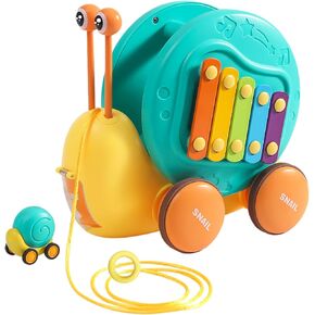 Pull Along Snail Toy for Toddlers Musical Hammering Pounding Toy Busy Learners Toy Learning Fine Motor Skills Montessori Toy for Kids Ages 18 Months and Up