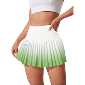 Milumia Women's Ombre Print Pleated Tennis Skirts with Shorts High Waist Athletic Skorts