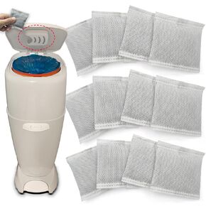 12PCS Diaper Pail Deodorizers Odor Absorber Carbon Filter Refills Compatible with Diaper Genie Complete and Expressions Pail | Air Purifying Bag Absorb Odors，Keep Home Fresh