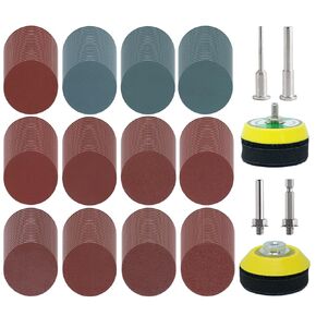 Professional 240 Piece 2-Inch Sanding Disc with 1/8" & 1/4" Shank Plates for Drills and Rotary Tools - Multiple Grits 80-3000 Grit Included