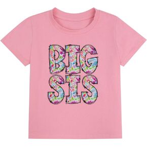 Big Sister Shirts for Girls Toddler Baby Big Sis T Shirt Towel Embroidery Tees Cute Short Sleeve Tops
