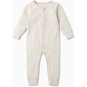 MORI Baby Boys and Girls Ribbed Clever One Piece Pajamas - Unisex Infant Two Way Zipped Long Sleeve Snug Fit Nightwear