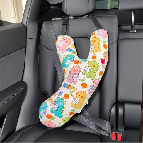 SIQITECHNO Car Travel Pillow for Kids Adults Soft Neck Pillow for Long Journey&Road Trip Washable Breathable Head and Body Support Pillow Car Seat Belt Pillow Car Aircraft (Deer&Bear + Headrest) in Saudi Arabia