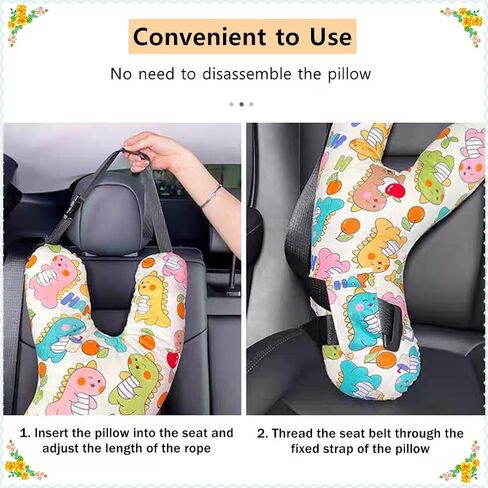 SIQITECHNO Car Travel Pillow for Kids Adults Soft Neck Pillow for Long Journey&Road Trip Washable Breathable Head and Body Support Pillow Car Seat Belt Pillow Car Aircraft (Deer&Bear + Headrest) in Saudi Arabia