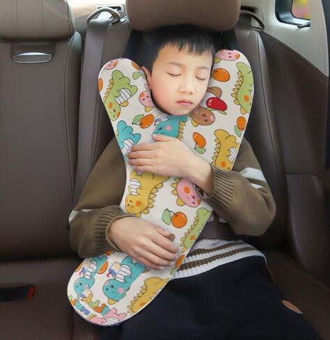 SIQITECHNO Car Travel Pillow for Kids Adults Soft Neck Pillow for Long Journey&Road Trip Washable Breathable Head and Body Support Pillow Car Seat Belt Pillow Car Aircraft (Deer&Bear + Headrest) in Saudi Arabia