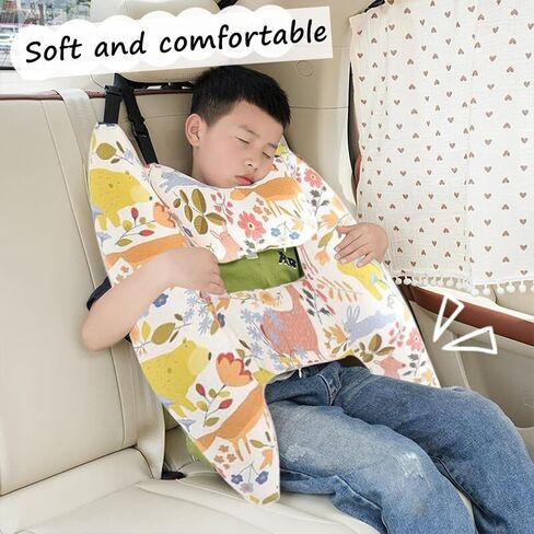 SIQITECHNO Car Travel Pillow for Kids Adults Soft Neck Pillow for Long Journey&Road Trip Washable Breathable Head and Body Support Pillow Car Seat Belt Pillow Car Aircraft (Deer&Bear + Headrest) in Saudi Arabia