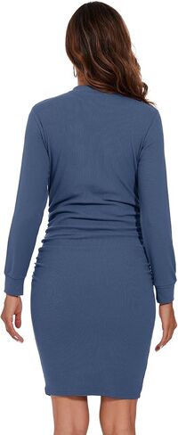 Smallshow Women's Materntiy Dress Long Sleeve Knit Crew Neck Pregnancy Clothes in Kuwait
