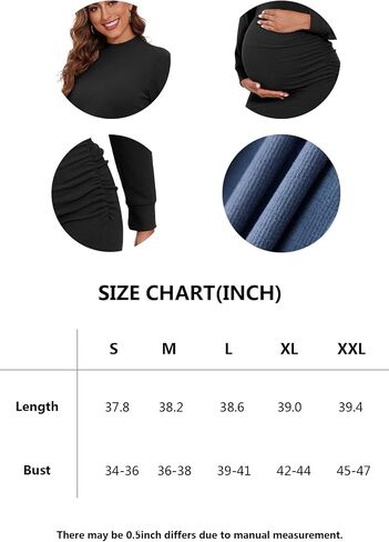 Smallshow Women's Materntiy Dress Long Sleeve Knit Crew Neck Pregnancy Clothes in Kuwait