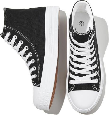 HYPOCRUTE Womens High Top Sneakers Classic Canvas Shoes for Women Lace Up Canvas Sneakers Casual Tennis Shoes for Walking in Kuwait