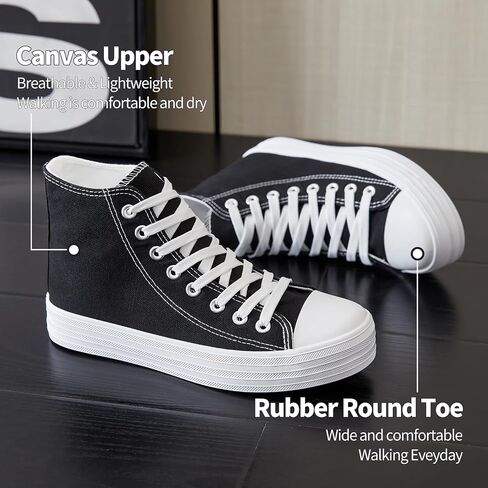 HYPOCRUTE Womens High Top Sneakers Classic Canvas Shoes for Women Lace Up Canvas Sneakers Casual Tennis Shoes for Walking in Kuwait