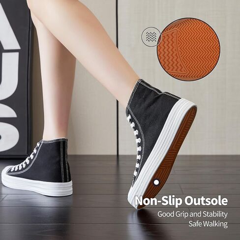 HYPOCRUTE Womens High Top Sneakers Classic Canvas Shoes for Women Lace Up Canvas Sneakers Casual Tennis Shoes for Walking in Kuwait