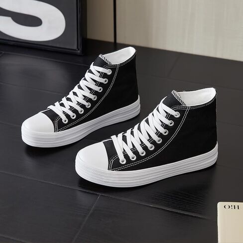 HYPOCRUTE Womens High Top Sneakers Classic Canvas Shoes for Women Lace Up Canvas Sneakers Casual Tennis Shoes for Walking in Kuwait
