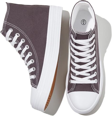 HYPOCRUTE Womens High Top Sneakers Classic Canvas Shoes for Women Lace Up Canvas Sneakers Casual Tennis Shoes for Walking in Kuwait