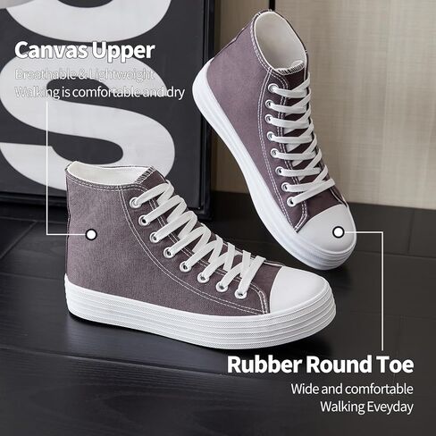 HYPOCRUTE Womens High Top Sneakers Classic Canvas Shoes for Women Lace Up Canvas Sneakers Casual Tennis Shoes for Walking in Kuwait