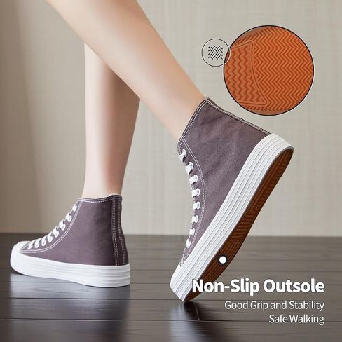 HYPOCRUTE Womens High Top Sneakers Classic Canvas Shoes for Women Lace Up Canvas Sneakers Casual Tennis Shoes for Walking in Kuwait
