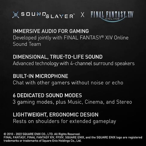 Panasonic SoundSlayer Final Fantasy XIV Online Edition Wearable Gaming Speaker, Lightweight Wired Neck Speaker with Built-in Microphone and Dimensional Sound - SC-GN01PP-FF (Black) in Saudi Arabia
